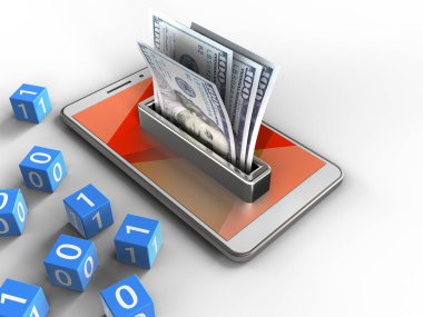 telefon ile ikili küpleri ve para