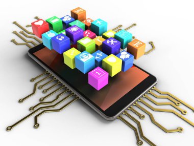 telefon ile elektronik devre ve simgeler