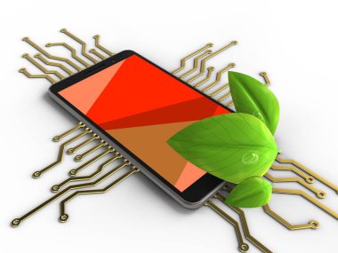 telefon ile elektronik devre ve yaprakları