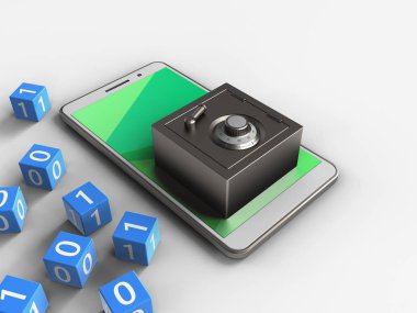 telefon ile ikili küpleri ve çelik kasa