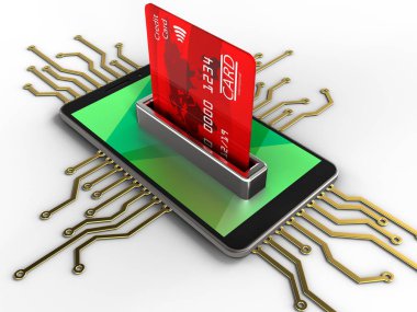 elektronik devre ve banka kartı ile telefon