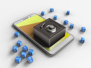 telefon ile ikili küpleri ve çelik kasa