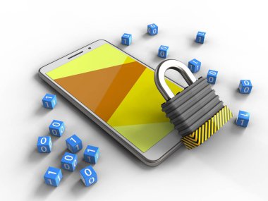 telefon ile ikili küpleri ve demir kilit