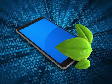 yeşil yaprakları ile telefon