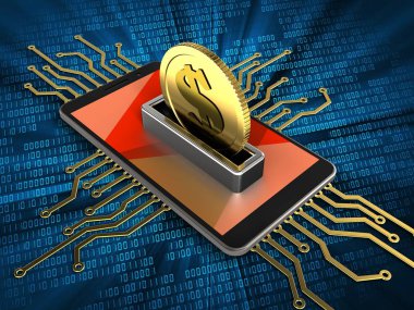 telefon ile elektronik devre ve madeni para