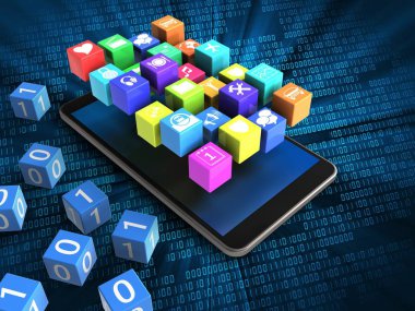 telefon ile ikili küpleri ve simgeler