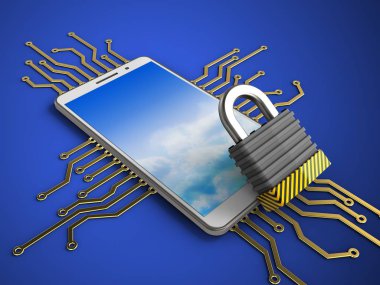 telefon ile elektronik devre ve demir kilit