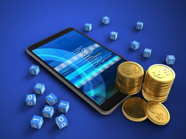 ikili küpleri ve para ile telefon