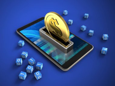 telefon ile ikili küpleri ve madeni para