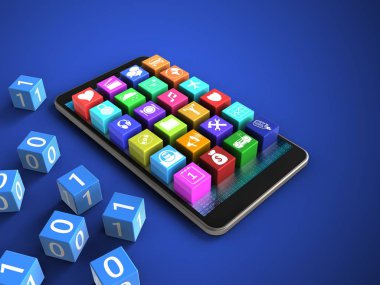 telefon ile ikili küpleri ve uygulama simgeleri 