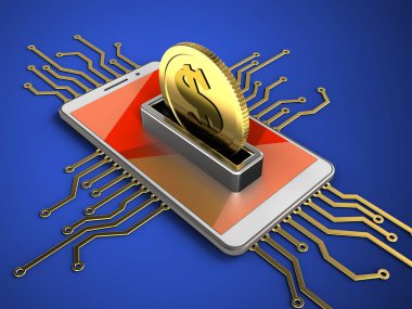 telefon ile elektronik devre ve madeni para