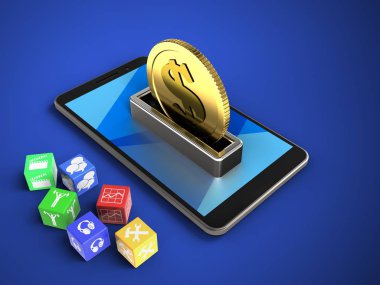 küpleri ve madeni para ile telefon