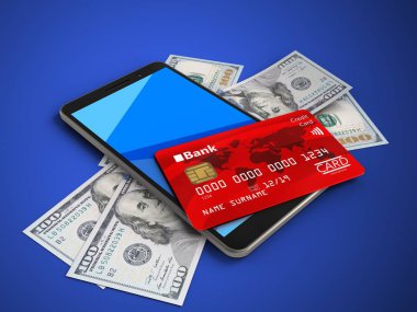 banknot ve kredi kartı ile telefon