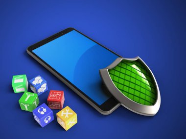 telefon ile küpleri ve kalkan