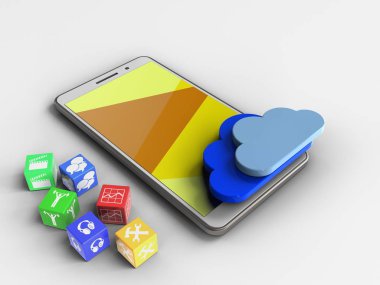 telefon ile küpleri ve bulutlar