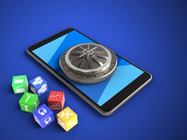 telefon ile küpleri ve kasa kapısı