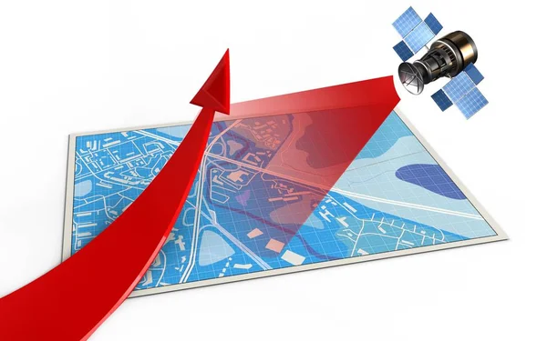 Kırmızı ok ve uydu haritası