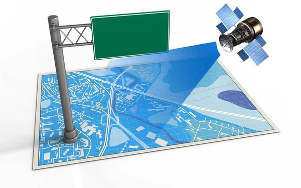 Mapa con señal de índice y satélite —  Fotos de Stock