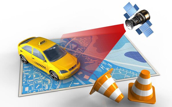 map with taxi and satellite