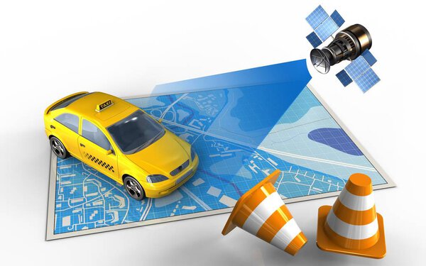 map with taxi and satellite