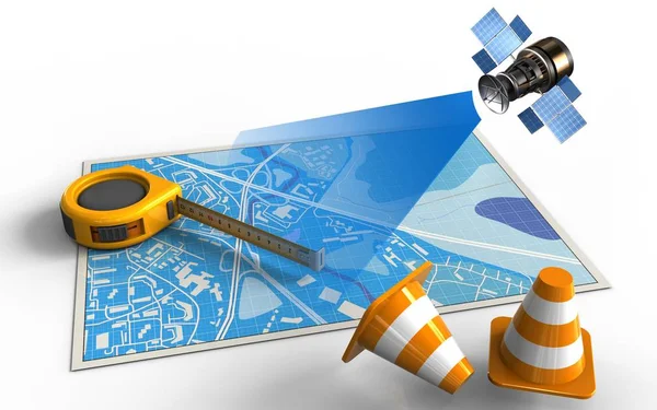 ölçü aracı ve uydu haritası