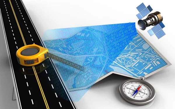 ölçü aracı ile harita ve pusula