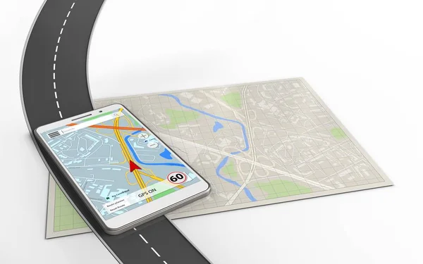 Map with mobile navigation — Stock Photo, Image