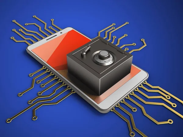 telefon ile elektronik devre ve çelik kasa