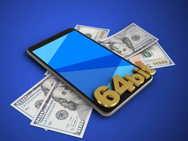 telefon ile banknot ve 64 bit işareti