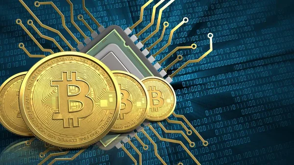 Goldene Bitcoin-Reihe — Stockfoto