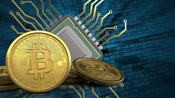 Goldene Bitcoin-Symbole — Stockfoto