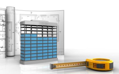 Bina inşaat çizimleri ile 