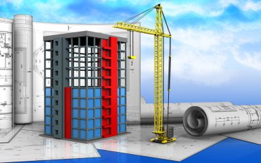 Bina inşaat çizimleri ile 