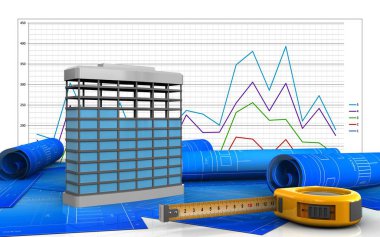 Bina inşaat iş grafik üzerinde