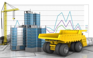 Şehir çeyrek inşaat vinç ile