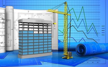 Bina inşaat çizimleri ile 