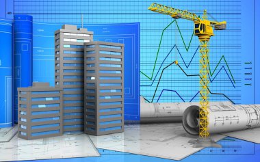 Rulo çizim ile şehir binaları 