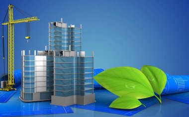 Şehir çeyrek inşaat vinç ile