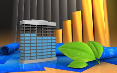 Altın grafikler üzerinde Bina İnşaatı 