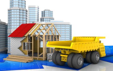 Kentsel sahne ile çerçeve ev