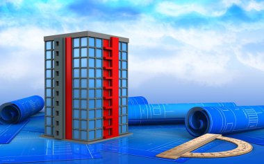 Gökyüzü üzerinde modern bina