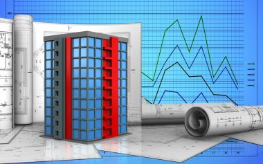 Çizimleri ile modern bina