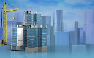 Şehir çeyrek inşaat vinç ile