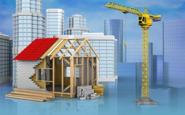 Kentsel sahne ile çerçeve ev