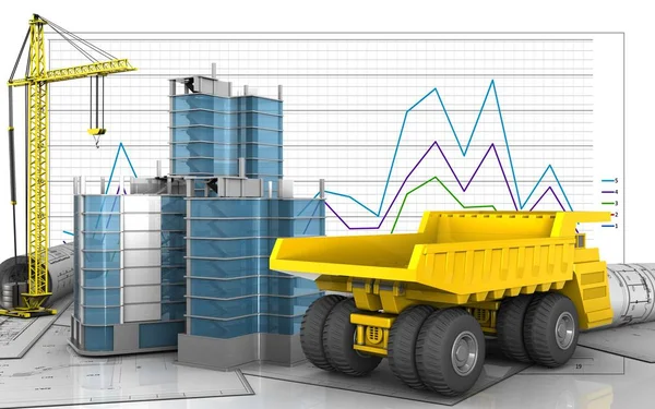 Şehir çeyrek inşaat vinç ile