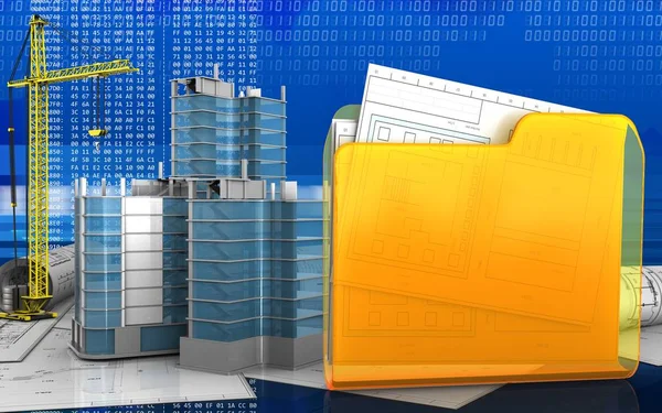 Şehir çeyrek inşaat vinç ile