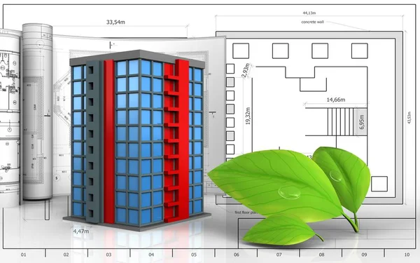 Edifício moderno com desenhos — Fotografia de Stock