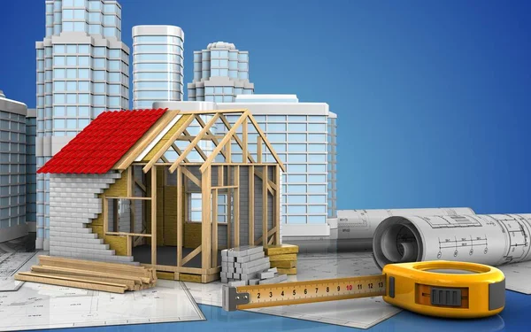 Kentsel sahne ile çerçeve ev