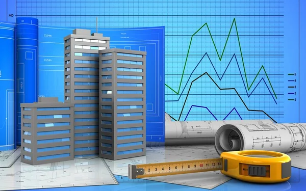 Rulo çizim ile şehir binaları 