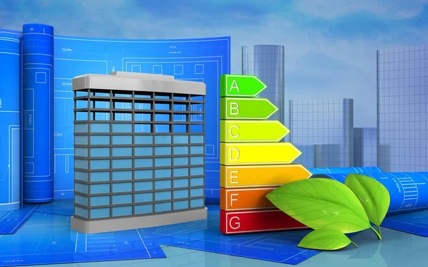 Costruzione edificio con rullo di disegno — Foto Stock